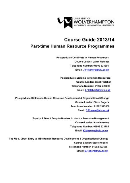 Human Resource Programmes - University of Wolverhampton