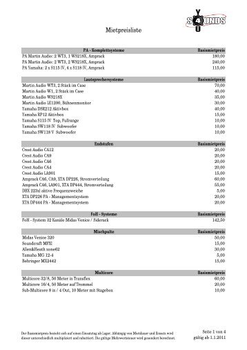 Download Mietpreisliste