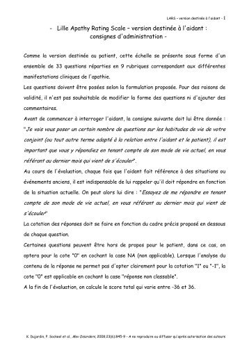 LARS - Caregiver - french (PDF) - Centre MÃ©moire de Ressources et ...