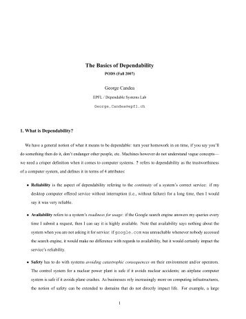 The Basics of Dependability