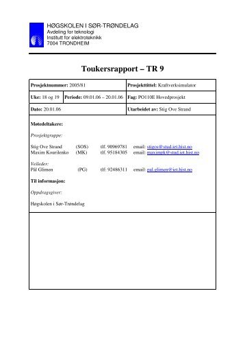 Toukersrapport â TR 9