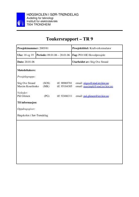 Toukersrapport â TR 9
