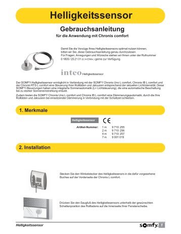 Bedienungsanleitung Somfy Sonnensensor - RollladenShop24.de