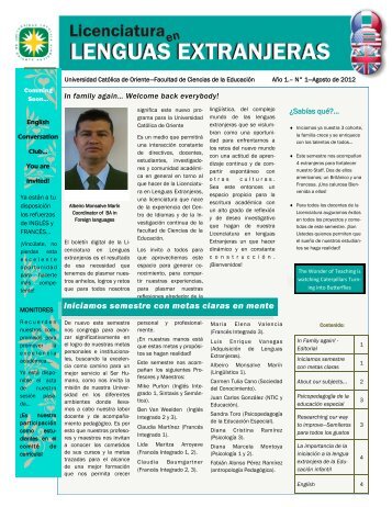 BoletÃ­n No.1. Lenguas Extranjeras - Universidad CatÃ³lica de Oriente