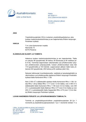 ASIA YmpÃ¤ristÃ¶nsuojelulain 35 Â§:n mukainen ... - Aluehallintovirasto