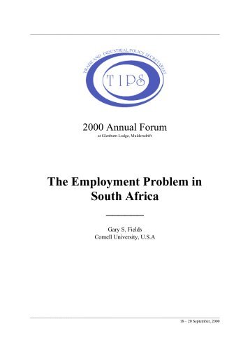 The Employment Problem in South Africa - tips