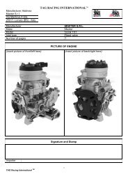 TAG Racing International Engine Specification Form