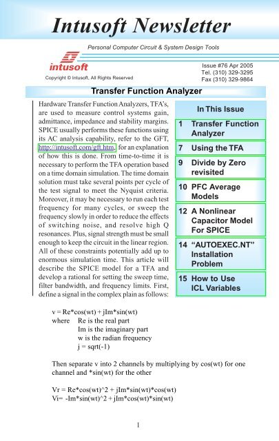 Intusoft Newsletter