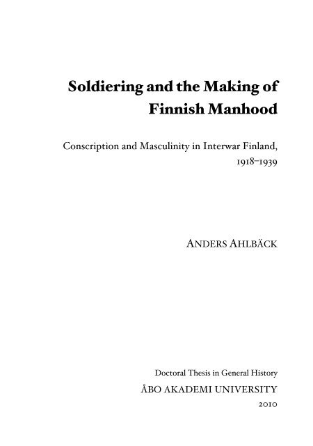 &quot;Conscription and Masculinity in Interwar Finland, 1918 1939&quot;...  - Doria