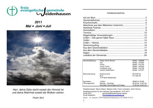 Gemeindebrief Mai Juni Und Juli 2011 Feg Weidenhausen