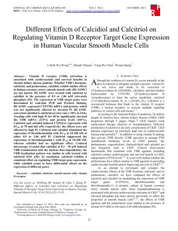 Different Effects of Calcidiol and Calcitriol on Regulating Vitamin D ...