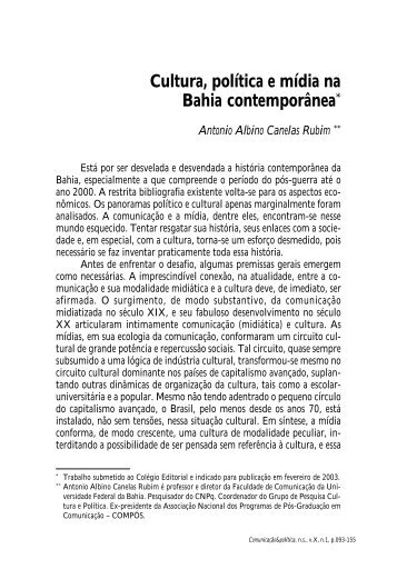 Cultura, polÃ­tica e mÃ­dia na Bahia contemporÃ¢nea - Cebela