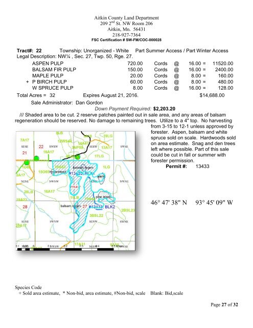 notice of aitkin county timber sale - Aitkin County Government