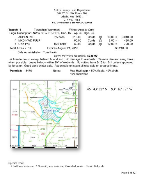 notice of aitkin county timber sale - Aitkin County Government