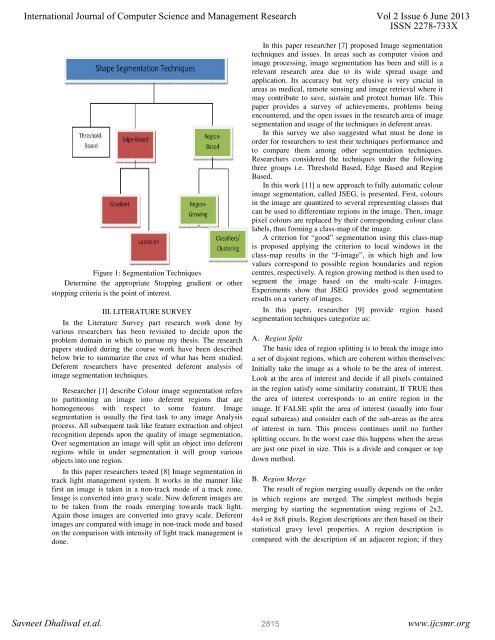 A Survey on Seeded Region Growing based Segmentation ... - ijcsmr