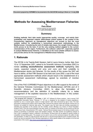 Methods for Assessing Mediterranean Fisheries - Fao - Copemed