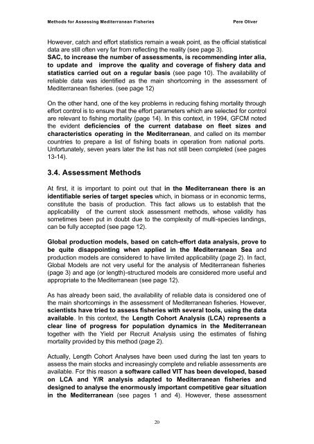 Methods for Assessing Mediterranean Fisheries - Fao - Copemed