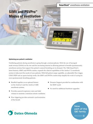 SIMV and PSVPro™ Modes of Ventilation - GE Healthcare