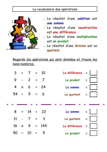 Le vocabulaire des opÃ©rations