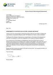 Letter of Confirmation as National Statistics - Assessment ... - Gov.uk