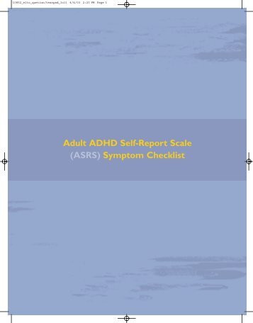 Adult ADHD Self-Report Scale (ASRS) Symptom ... - Good Medicine