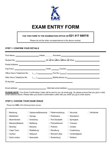 exam entry form - INTEC College