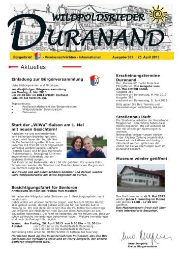 Ausgabe 381, 25. April 2013 - Wildpoldsried