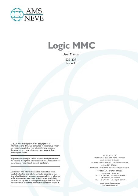 MMC User Manual - AMS Neve