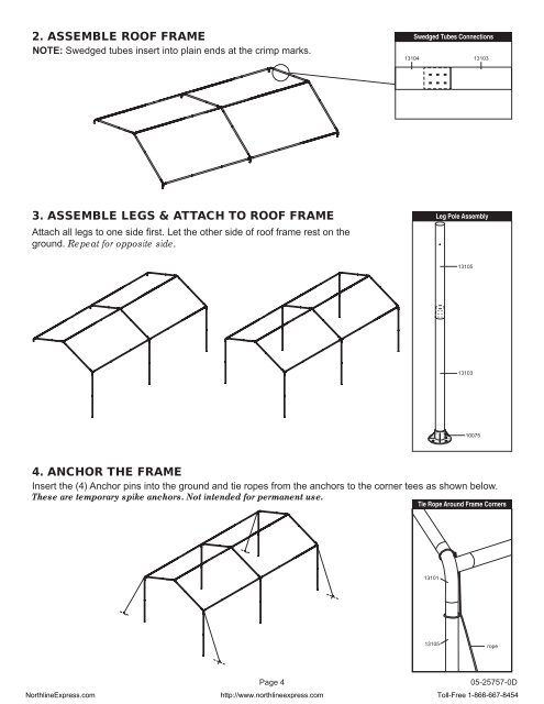 10' x 20' Assembly Instructions - NorthlineExpress.com