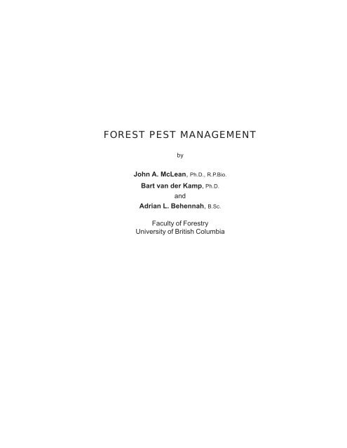 forest pest management - Faculty of Forestry - University of British ...