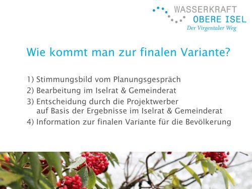 Variantenstudie - Virgentaler Weg