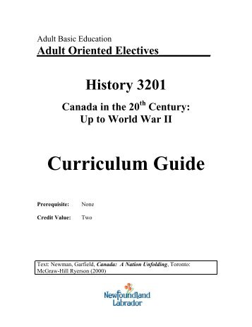 History 3201 Curriculum Guide - Department of Advanced Education ...