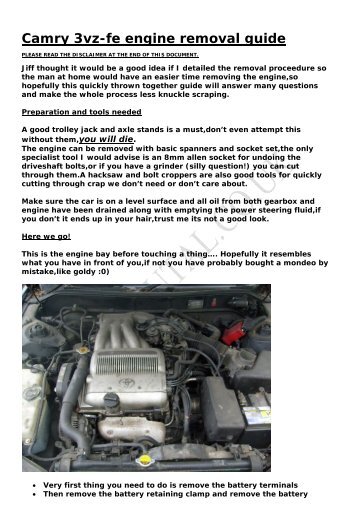 Camry 3vz-fe engine removal guide - TwoBrutal RSS Feed