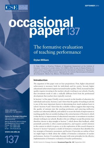 The formative evaluation of teaching performance (CSE 2014) secure