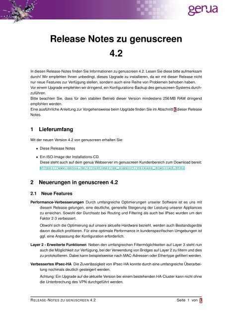 Genuscreen genuscreen Version 4.2 Release Notes - GeNUA