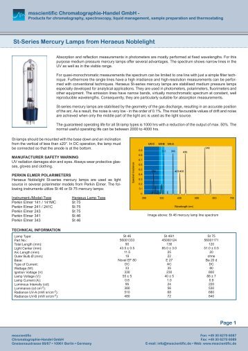 St-Series Mercury Lamps from Heraeus Noblelight - bei msscientific ...