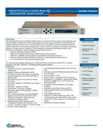 Satellite Modems CDM-625-EN Advanced ... - telecomnetworks