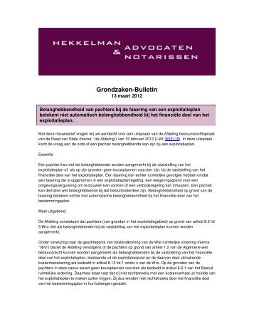 Grondzaken-Bulletin - Hekkelman Advocaten & Notarissen