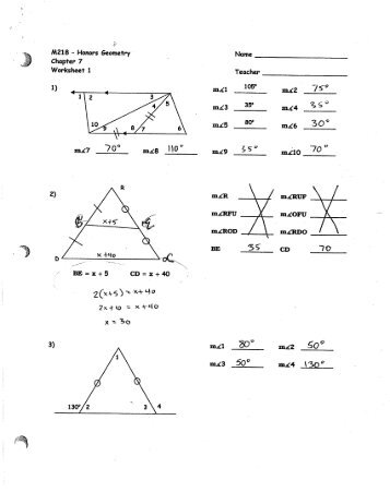 Page 1 M218 Honors GeorheÃ¯ry I Name Chapfer' 7 Worksheet 1 ...