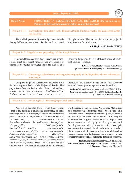 Annual Report 2011-2012 - Birbal Sahni Institute of Palaeobotany