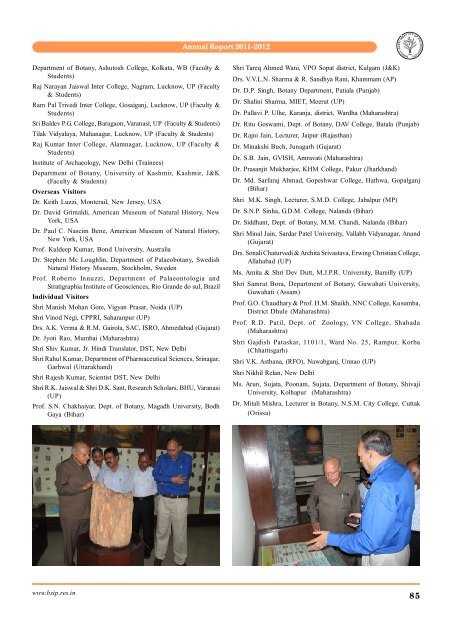 Annual Report 2011-2012 - Birbal Sahni Institute of Palaeobotany