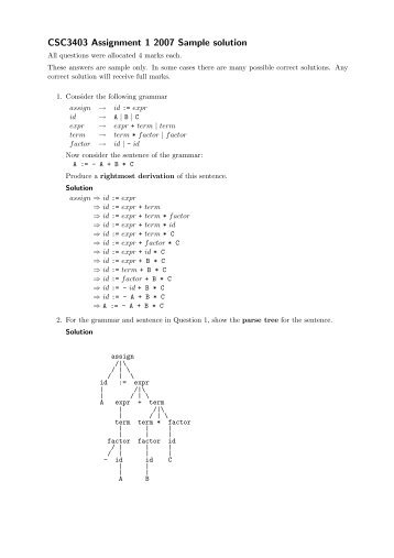 CSC3403 Assignment 1 2007 Sample solution