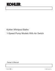 Kohler Whirlpool Baths 1-Speed Pump Models ... - Kohler - Kohler Co.