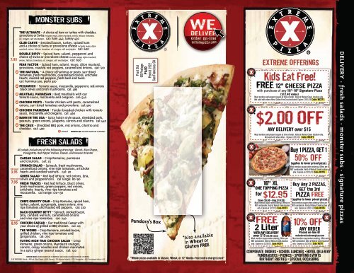 Extreme on sale pizza menu