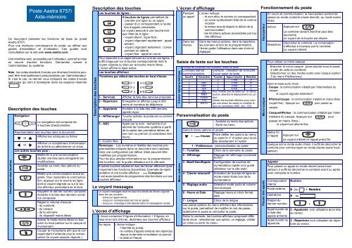 Poste Aastra 6757i Aide-mÃ©moire - Atelsys