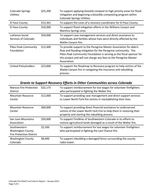 Colorado Fire Relief Fund - The Denver Foundation