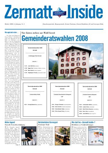 Gemeinderatswahlen 2008 - Zermatt Inside