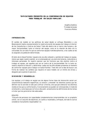 Dificultades presentes en la conformaciÃ³n de equipos para trabajar ...