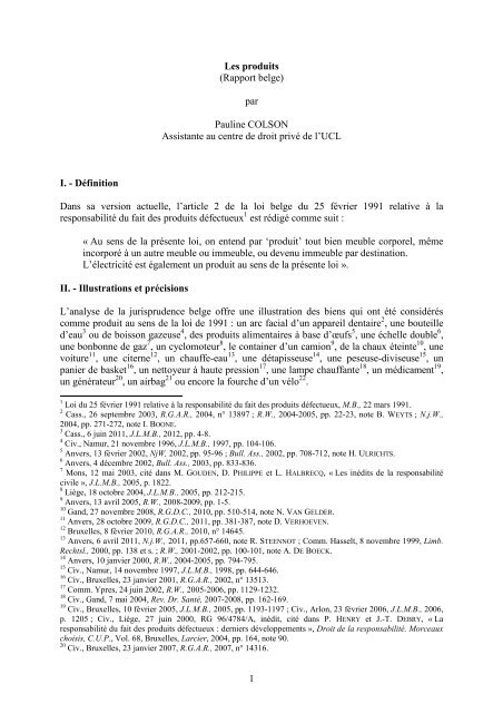 1 Les produits (Rapport belge) par Pauline COLSON ... - Grerca