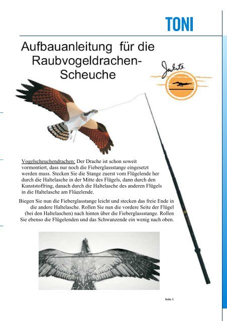 Vogelscheuchendrachen: Der Drache ist schon soweit vormontiert ...